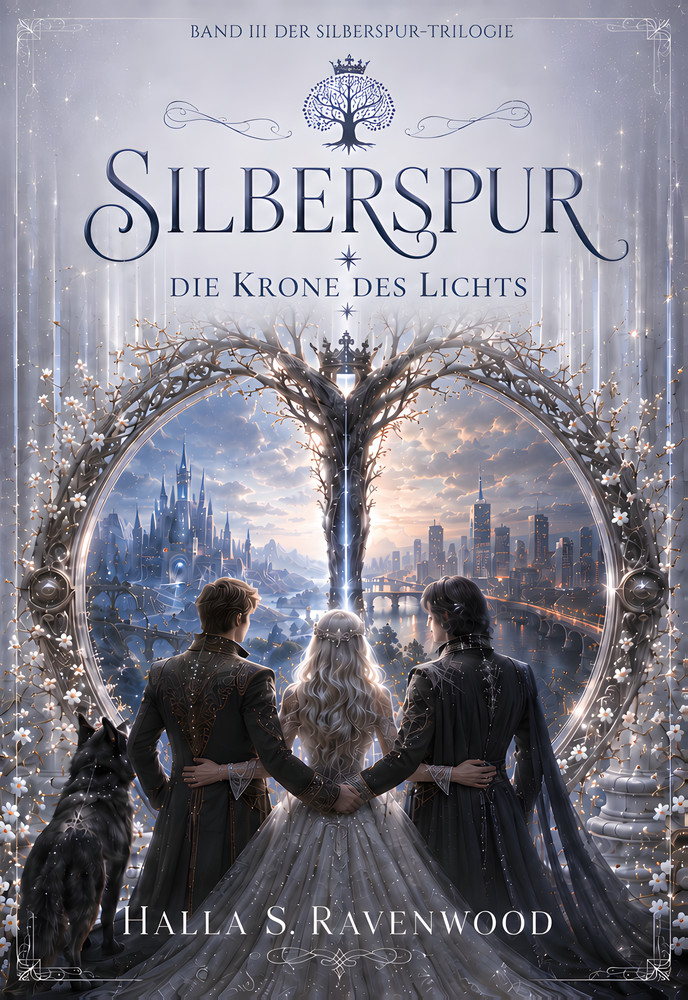 Buchcover Silberspur Band 3: Die Krone des Lichts, Romantasy von Halla S. Ravenwood