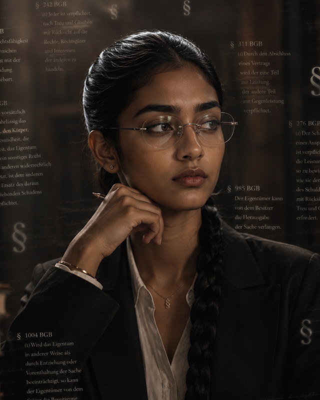 Priya Anand, Tess’ Mitbewohnerin: Jurastudentin mit Lesebrille zwischen Buechern